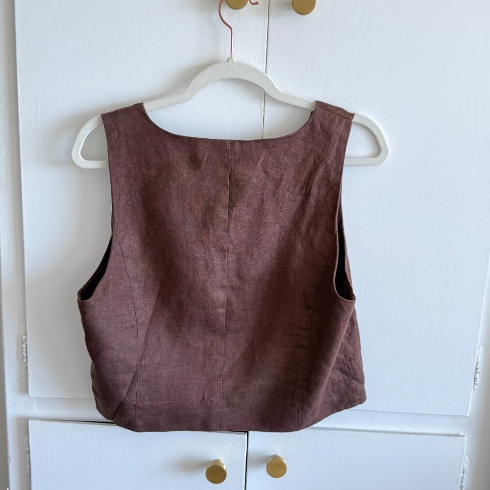 Madewell Katrina crop vest in Dark Coffee, Size 10 - Picture 4 of 4
